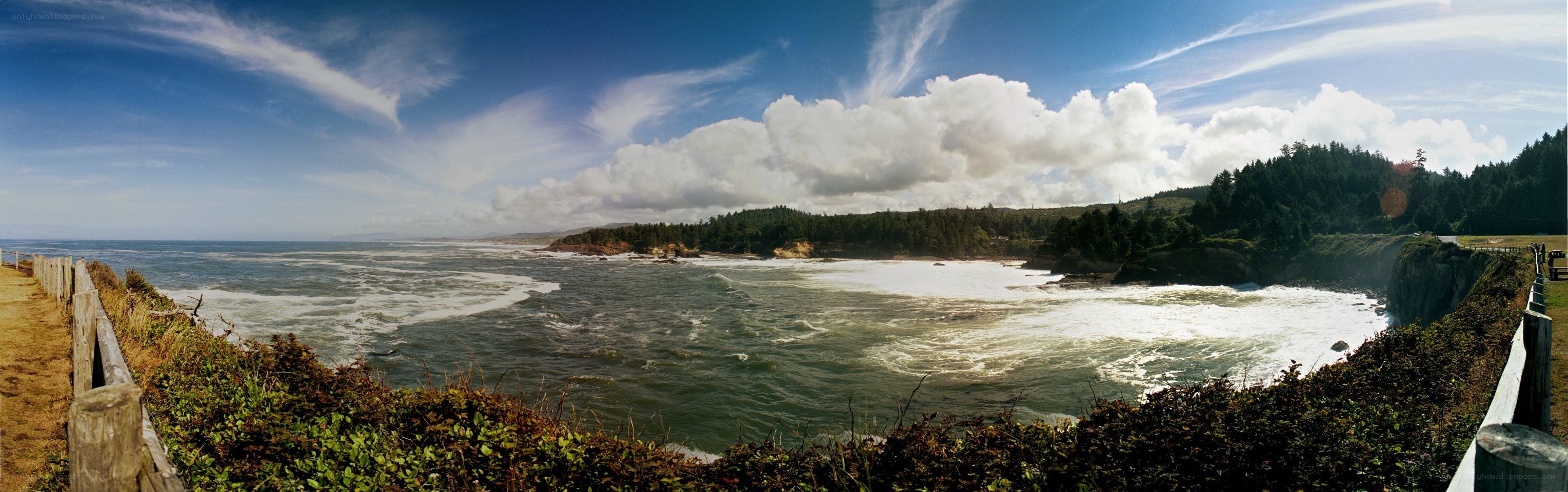 coastal view with ocean waves