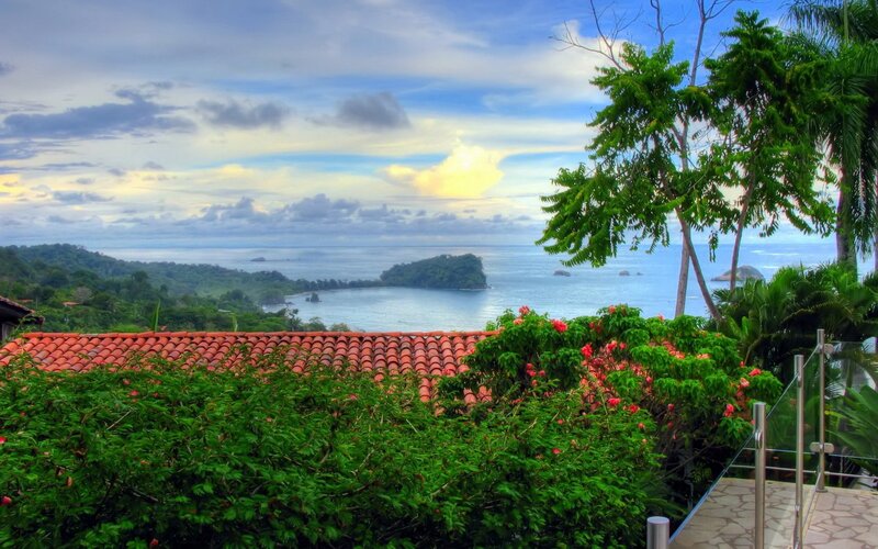 Coastal view with red roof
