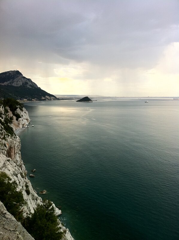 coastal view with rocky cliffs