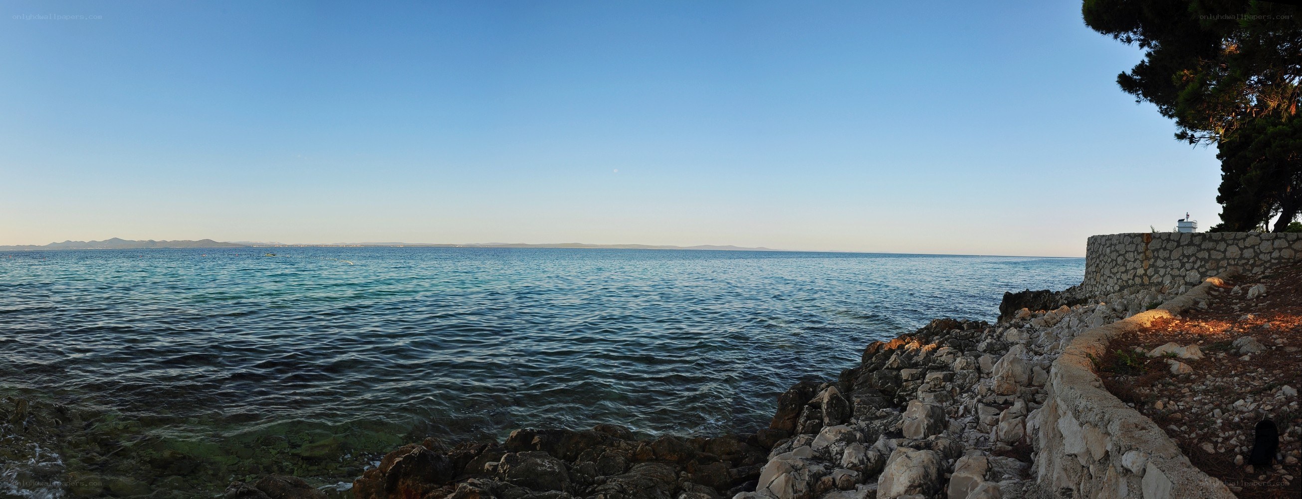 coastal view with rocky shore