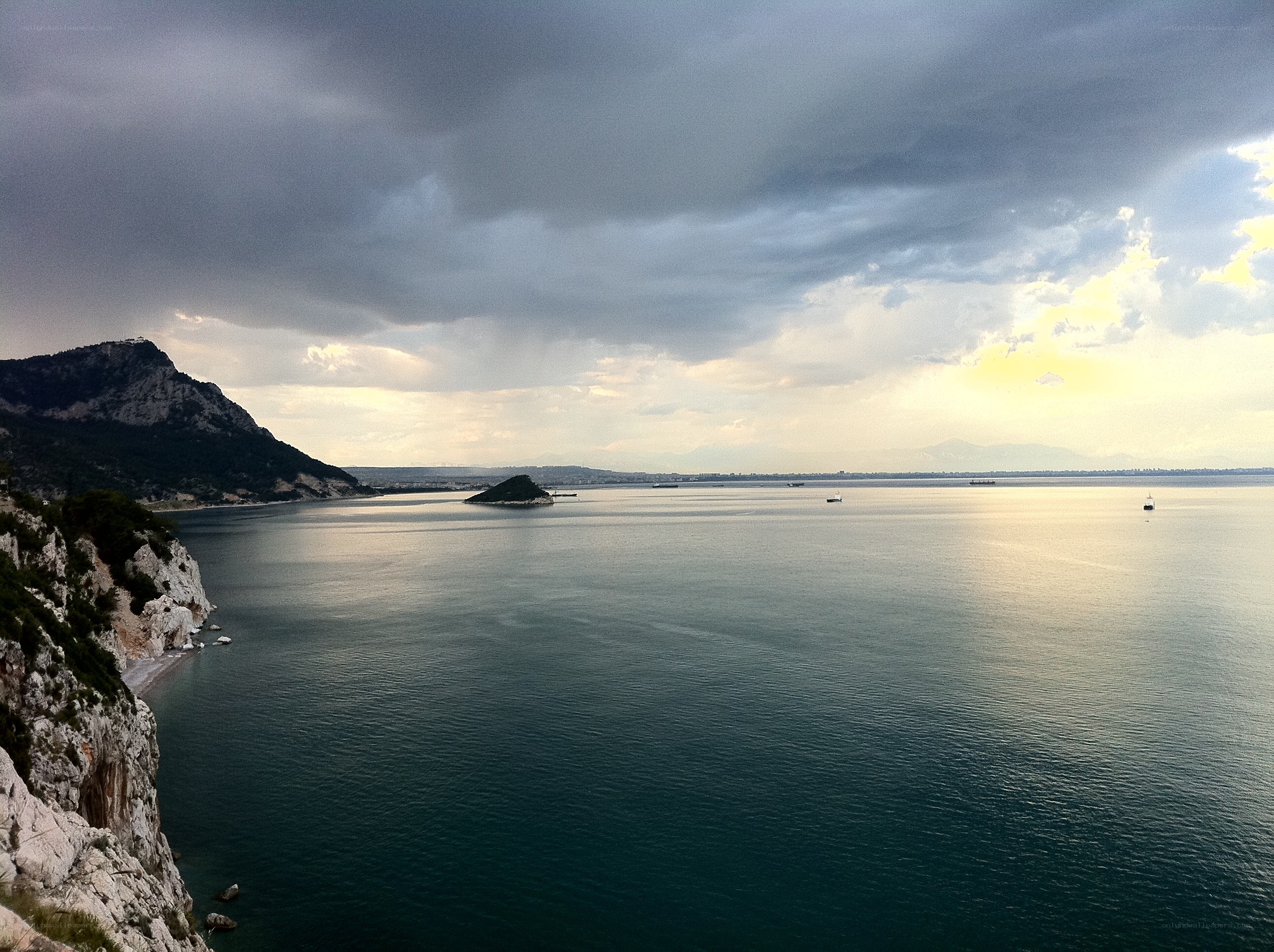 coastal view with stormy sky