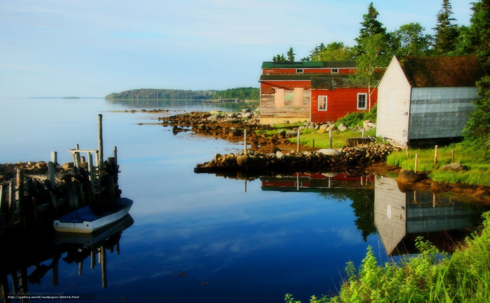 Coastal village at dawn