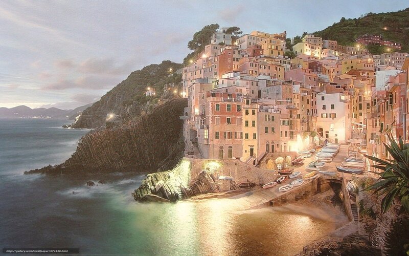Coastal village at dusk