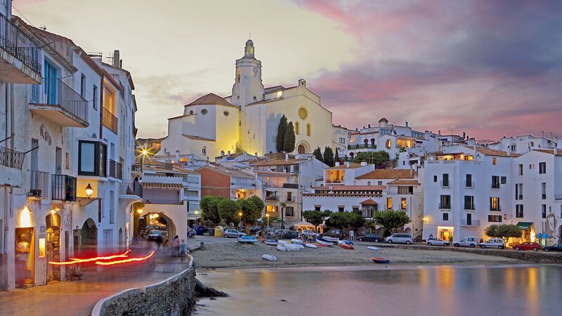 Coastal Village at Dusk — White