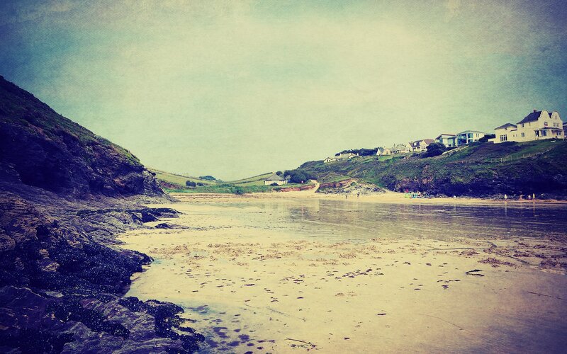 coastal village at low tide