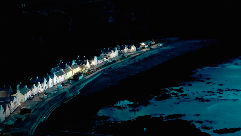 Coastal Village at Night — Black