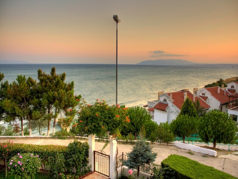 Coastal village at sunset