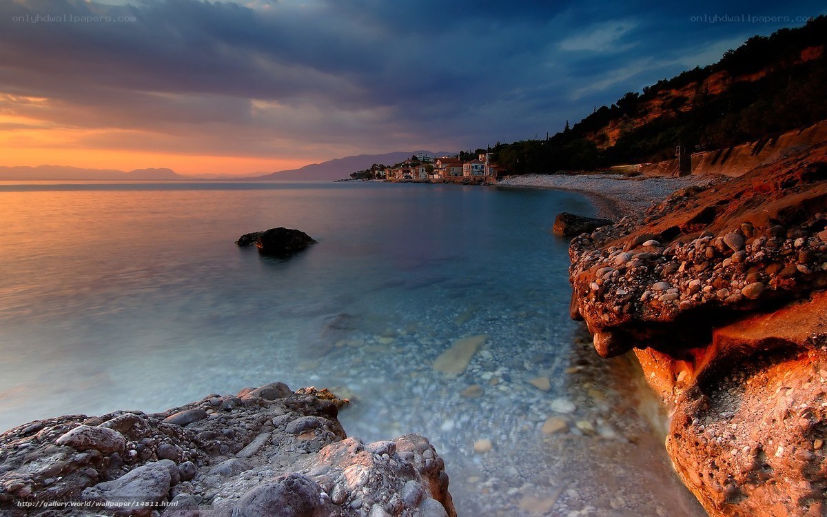 Coastal village at sunset