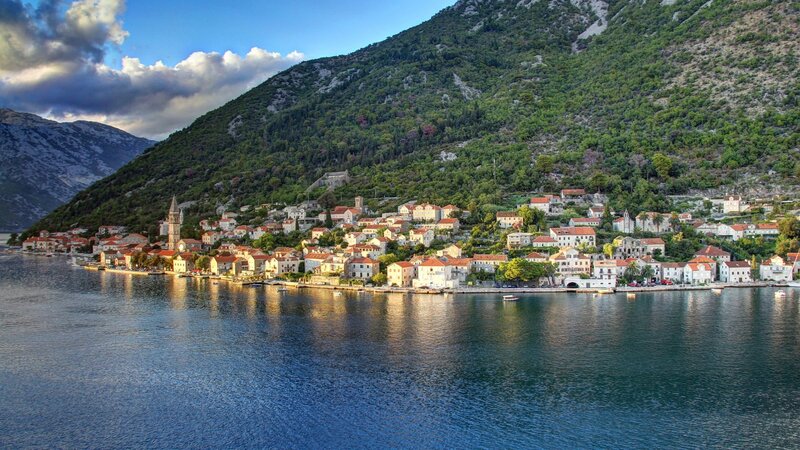 Coastal Village by the Sea — Blue