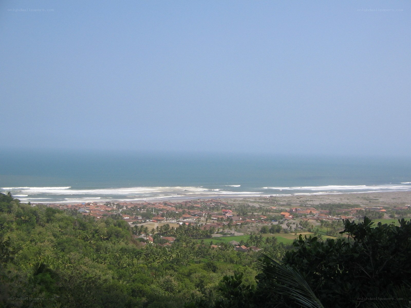 coastal village from hillside