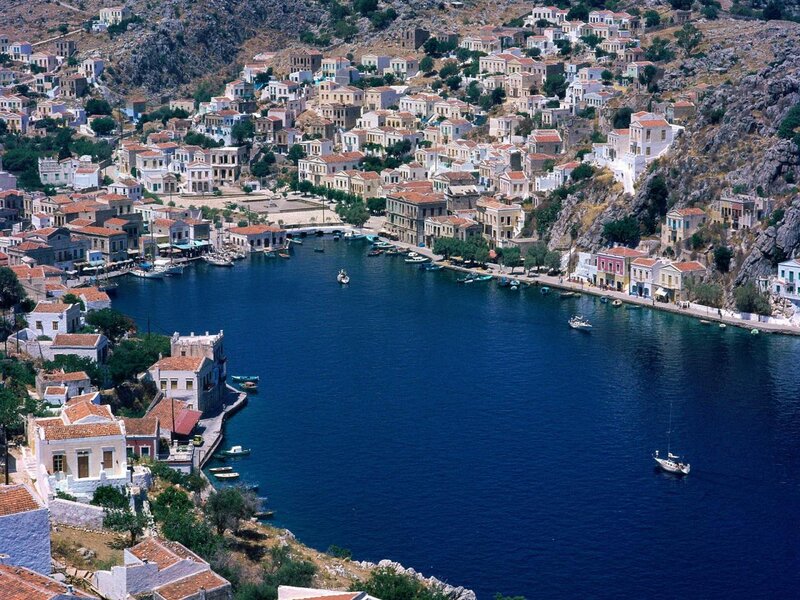 Coastal Village Harbor — Blue, Serene