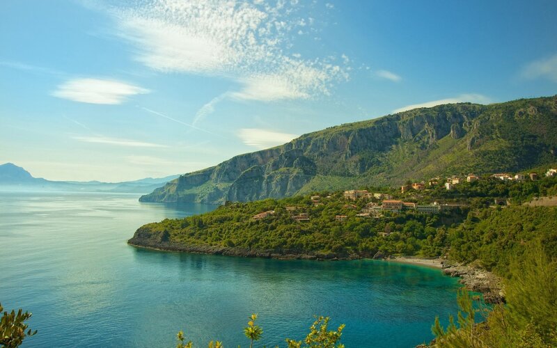 Coastal village on a sunny day