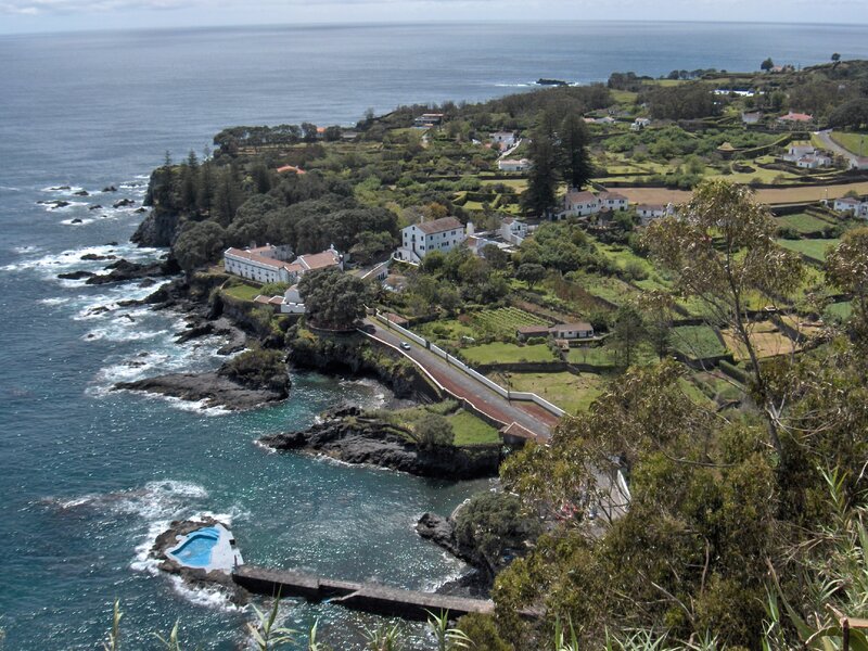 Coastal Village on Cliff — Green, Serene