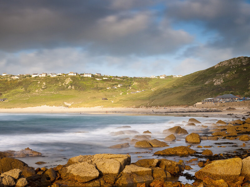 Coastal Village on Hillside — Green
