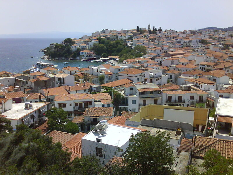 Coastal Village on Hillside — White