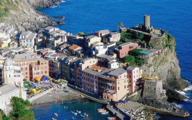 Coastal village on rocky cliffs