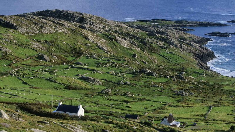 coastal village on rocky hillside