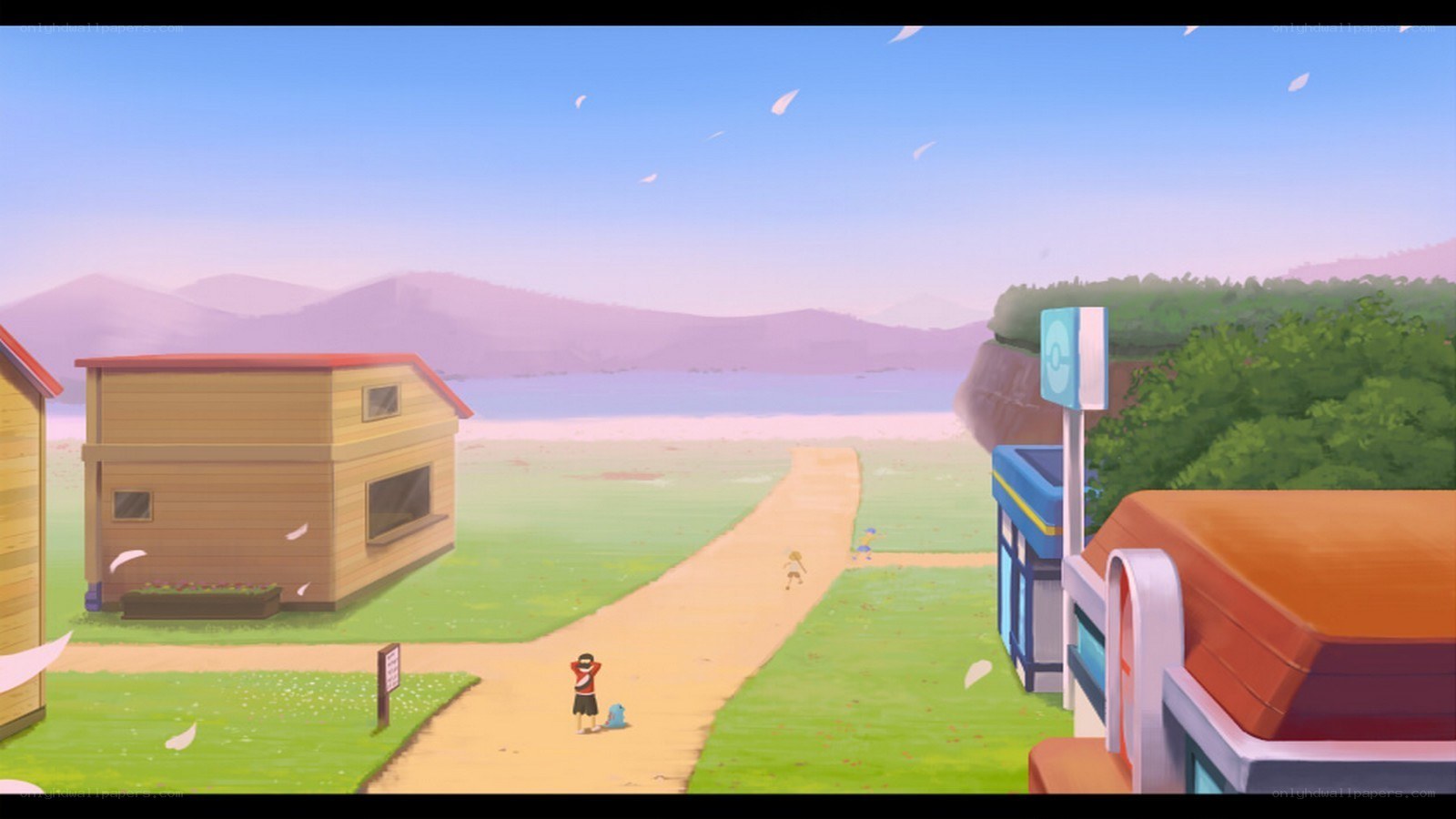 coastal village scene