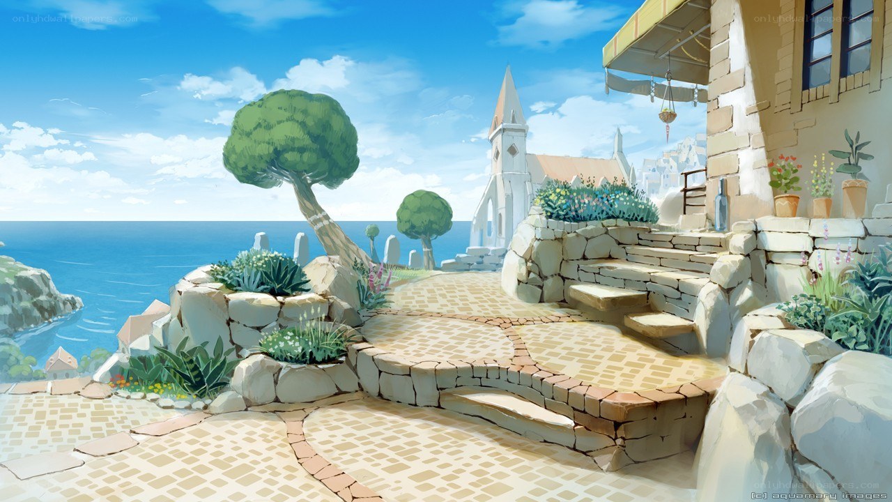 Coastal village scene