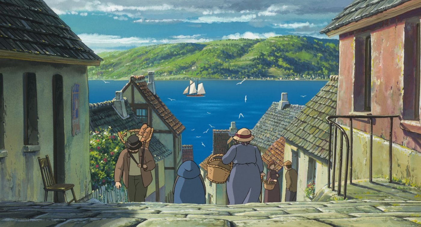 coastal village scene