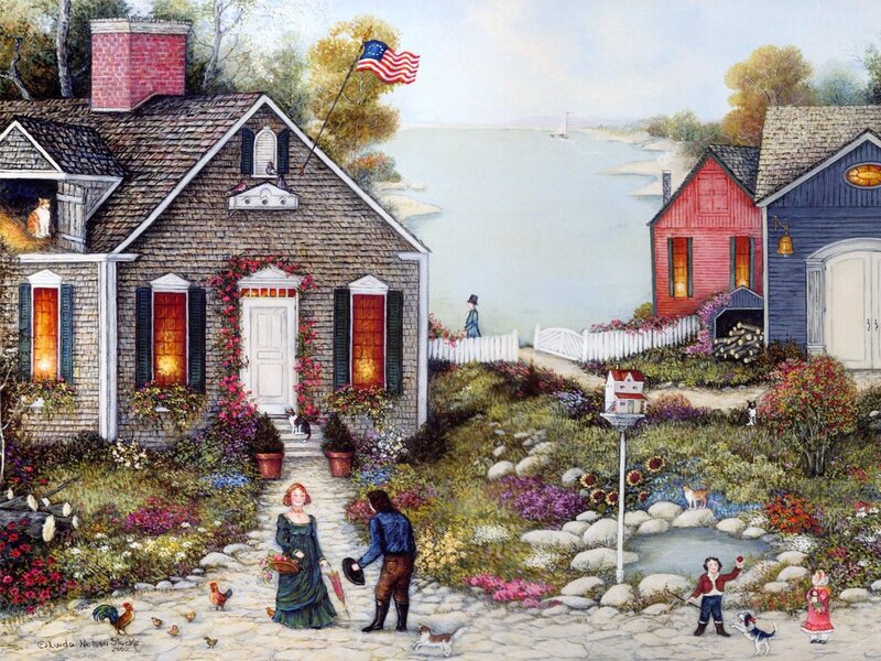 Coastal village scene