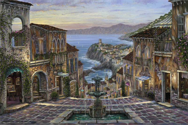Coastal Village Square — Blue