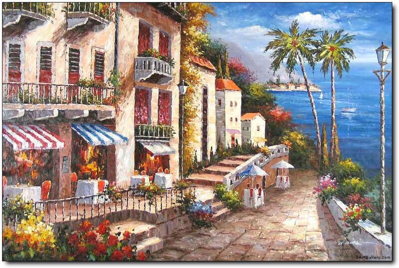 Coastal Village Street — Blue