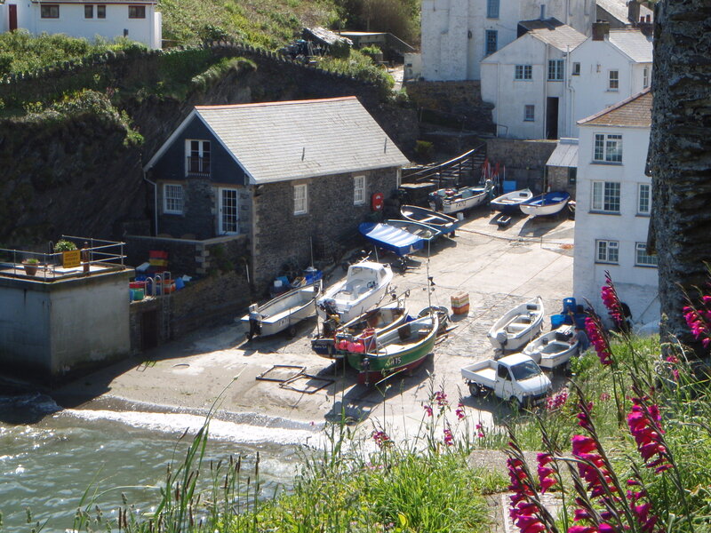 Coastal village with boats