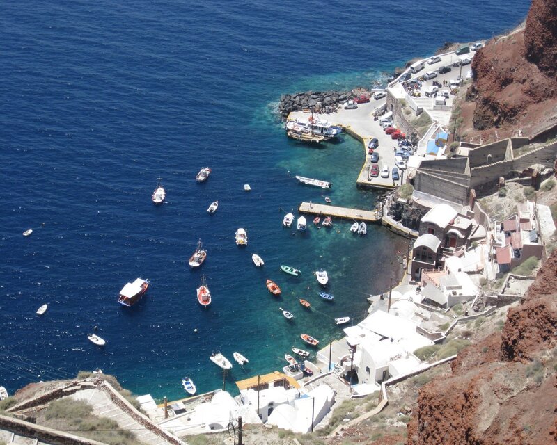 Coastal village with boats