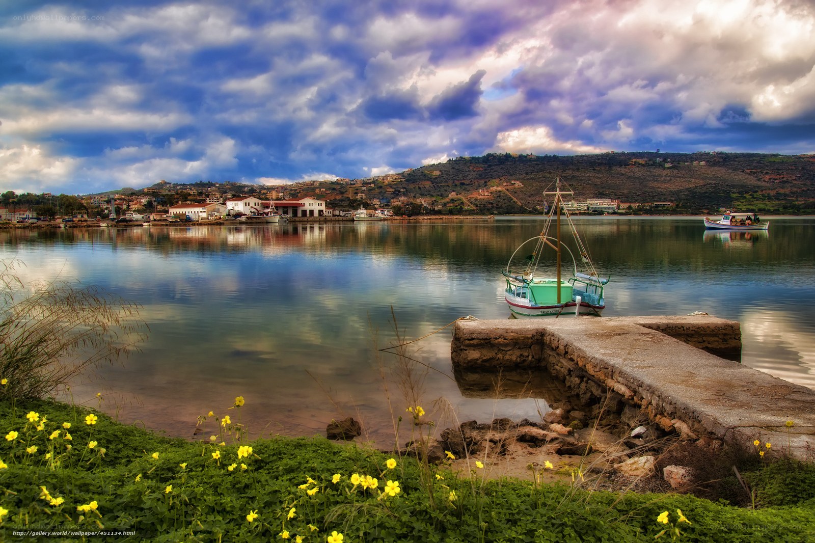Coastal village with boats