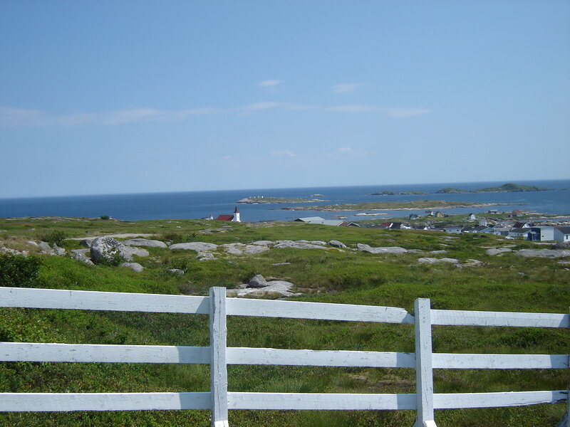 Coastal Village with Church — Green