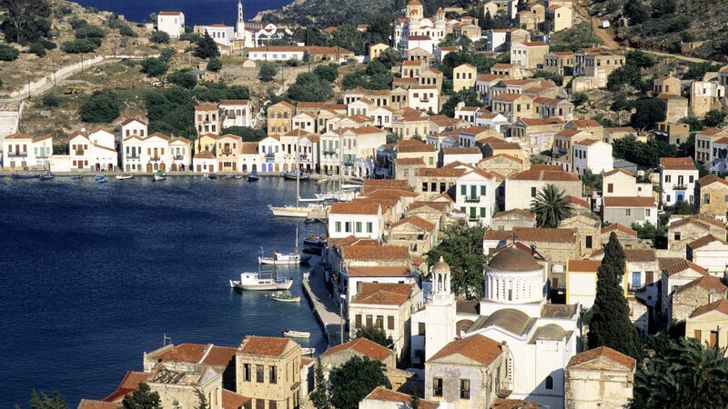 Coastal village with harbor