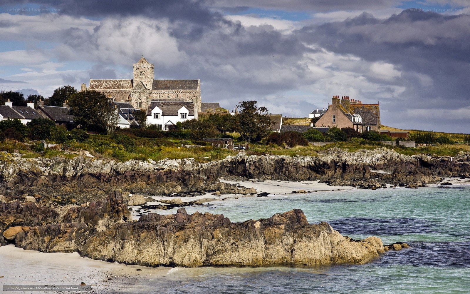 coastal village with historic church