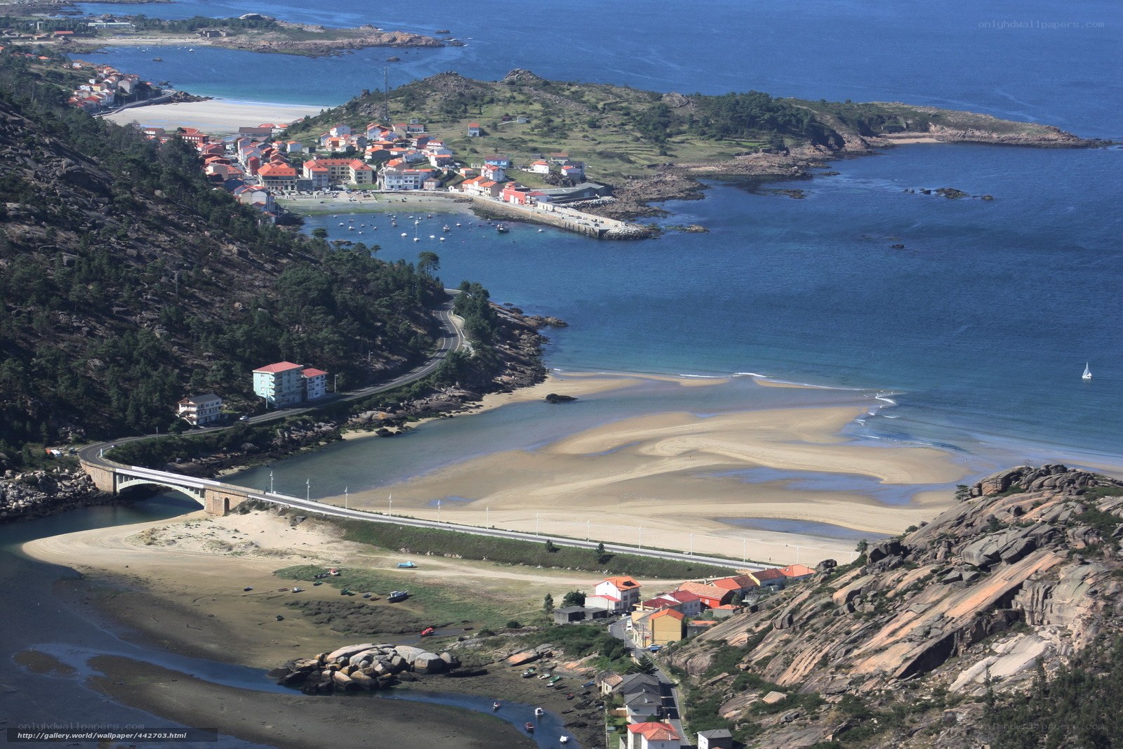 coastal village with sandy beach