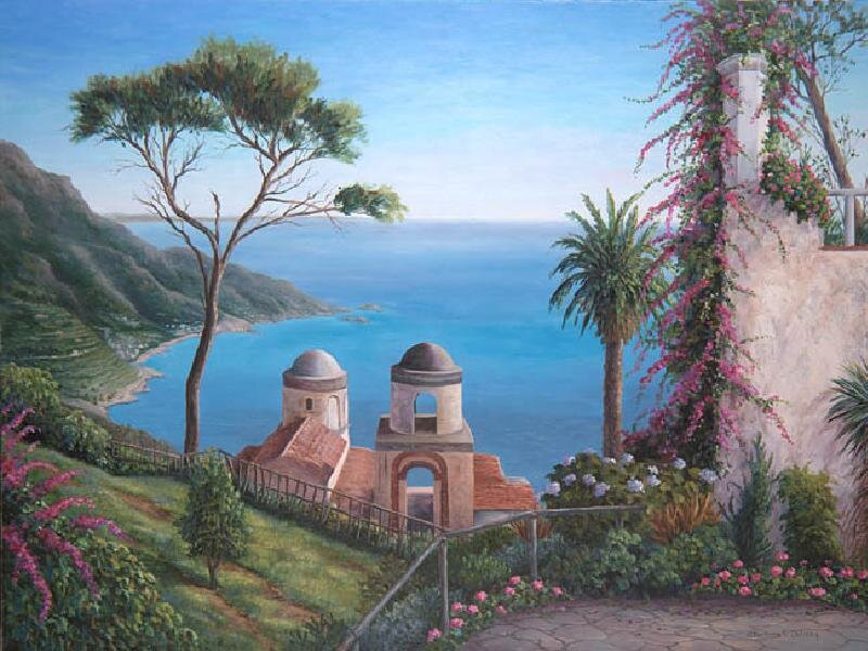 Coastal village with sea view