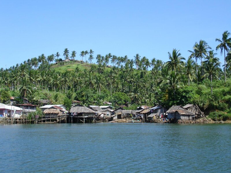 Coastal village with stilt houses