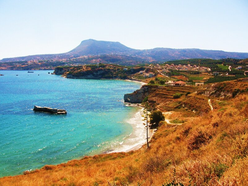 Coastal village with turquoise sea