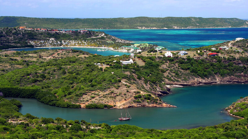 coastal village with turquoise waters