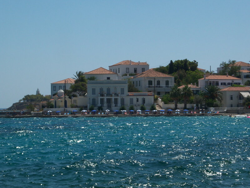coastal village with white buildings