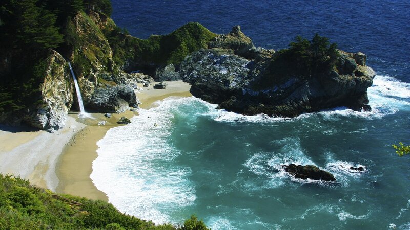 coastal waterfall at cypress point