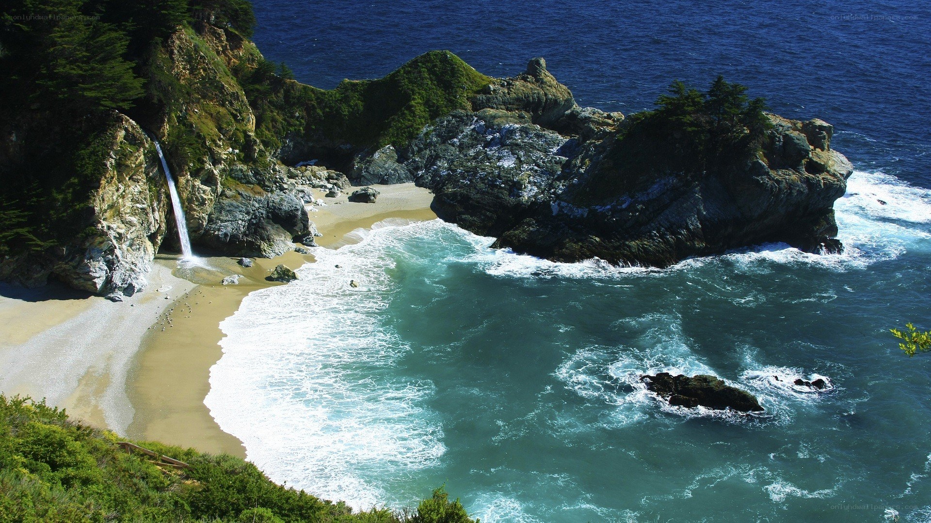coastal waterfall at cypress point
