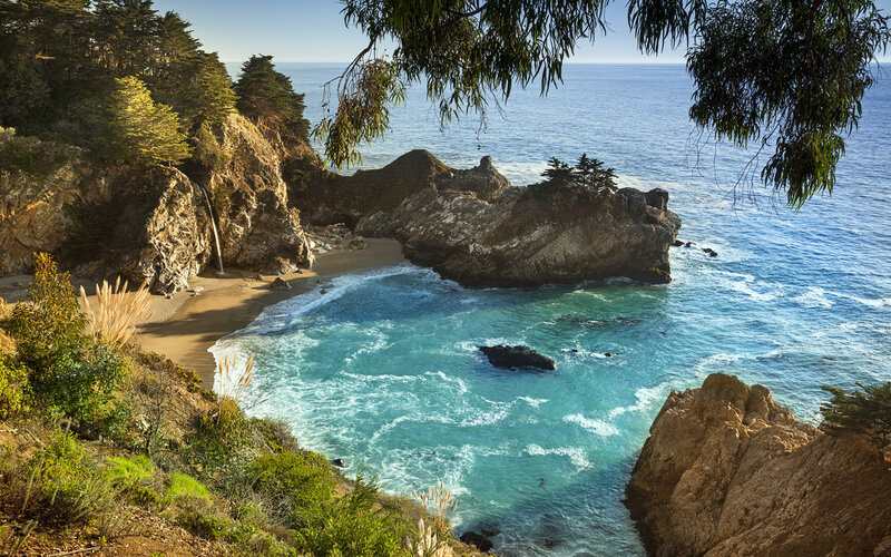 Coastal Waterfall Cove — Blue