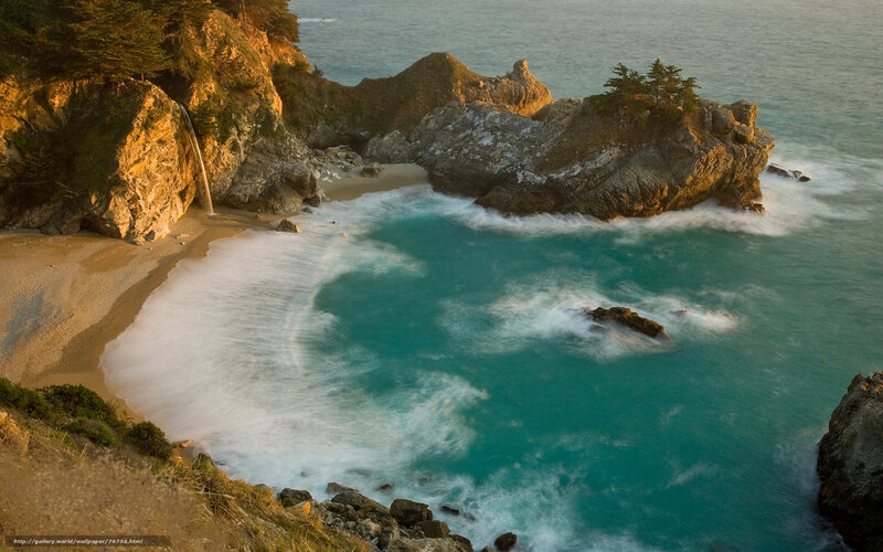 Coastal Waterfall into Cove
