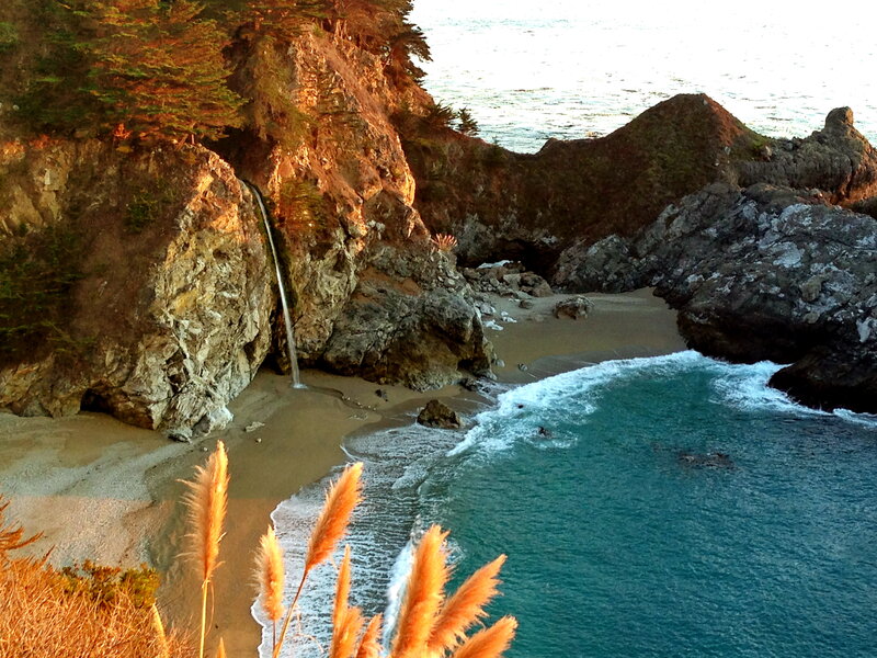 Coastal Waterfall on Beach