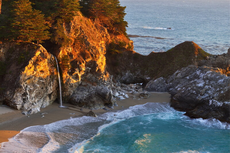 Coastal Waterfall on Cliff