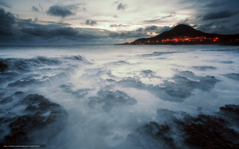 Coastal waves at dusk