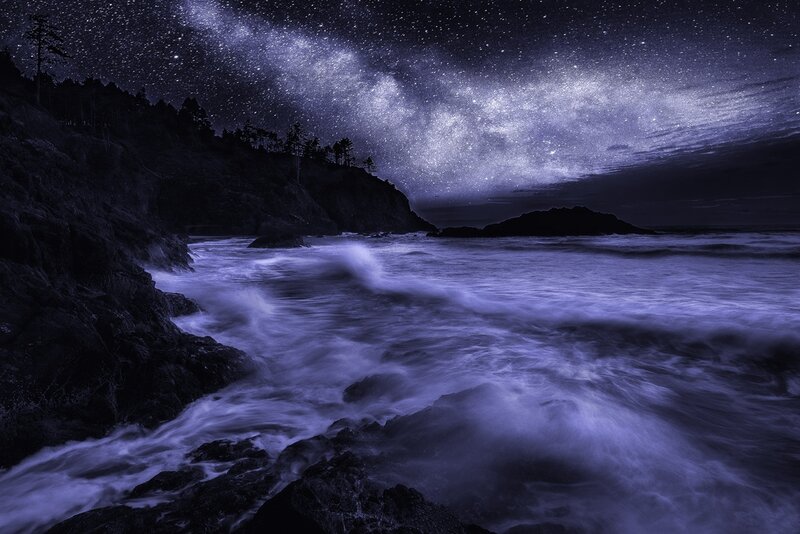 Coastal Waves at Night