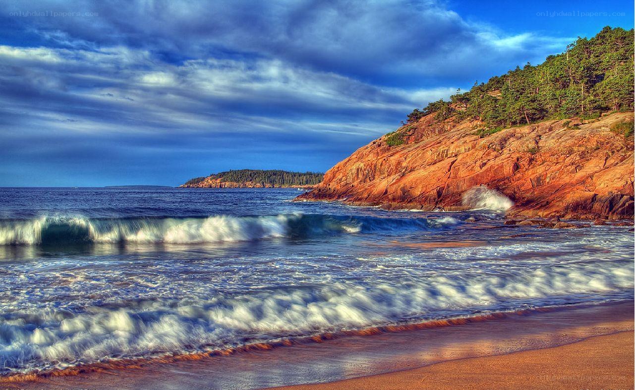 coastal waves at sunset