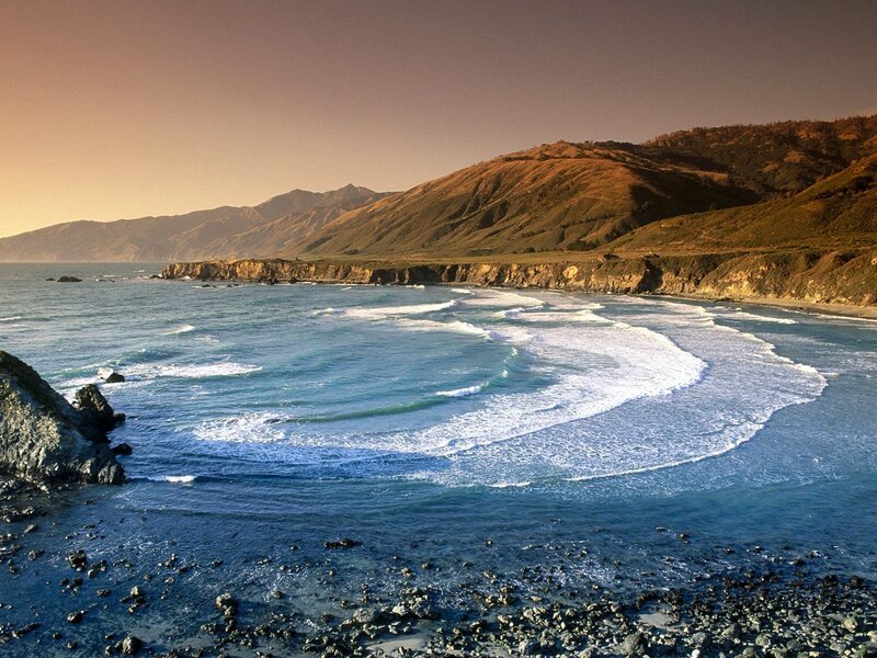 coastal waves at sunset