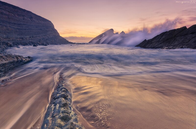 Coastal Waves at Sunset — Purple